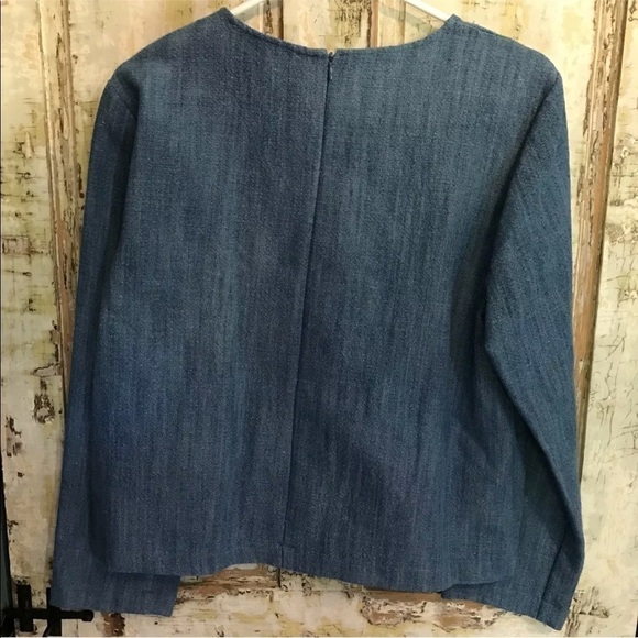 New Zara Women Denim Linen blouse xsmall or small - Picture 6 of 6